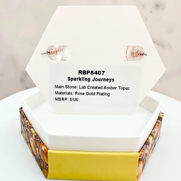 Bomb Party November Amber Topaz Sparkling Journeys Earrings RBP8407 NWT - Picture 3 of 4